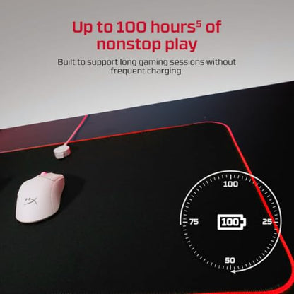HyperX Pulsefire Haste 2 – Wireless Gaming Mouse- Ultra Lightweight, 61g, 100 Hour Battery Life, Dual Wireless Connectivity, Precision Sensor - White - color: White, size: Wireless, style: Pulsefire Haste 2