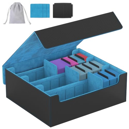 3-Row【2400+】 Trading Card Storage Box, Card Organizer Holder with 8 Dividers, Case Fit for MTG TCG Magic Commander Deck Playing Cards, Deck Box for Sport Card - color: Blue, size: 2400+