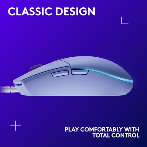 Logitech G203 Wired Gaming Mouse - Lilac | LIGHTSYNC RGB, On-Board Memory, 6 Programmable Buttons, Compabile with PC/Mac - color: Lilac