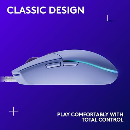 Logitech G203 Wired Gaming Mouse - Lilac | LIGHTSYNC RGB, On-Board Memory, 6 Programmable Buttons, Compabile with PC/Mac - color: Lilac