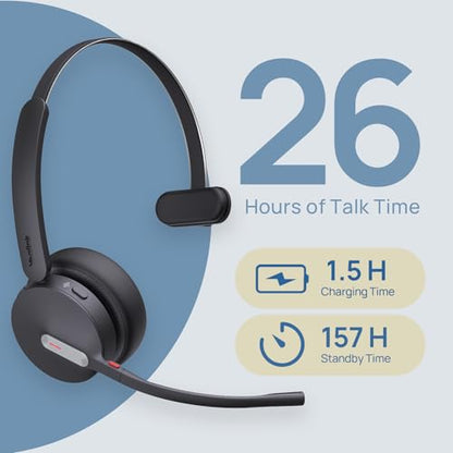 Yealink WH64 Mono Wireless Headset with Mic, Dual Mode DECT & Bluetooth | Ultra 606 ft Range, 3 Ai Noise Cancelling Mic, 26 Talk Time, Work with IP Phone, PC, Cellphone, Teams, Zoom, and Other UC - style: WH64 Mono-ear UC