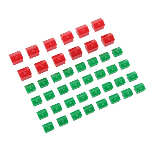 Replacement Pieces Houses Hotels Game Hotel 12 Red and 32 Green Plastic Piece Supplement Accessories Set of House Replacements
