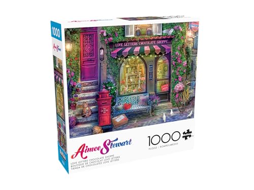 Buffalo Games - Love Letters Chocolate Shoppe - 1000 Piece Puzzle | Made in USA, Recycled Board, Finished Size 26.75 x 19.75 in, Includes Poster, Giftable, Frameable Art