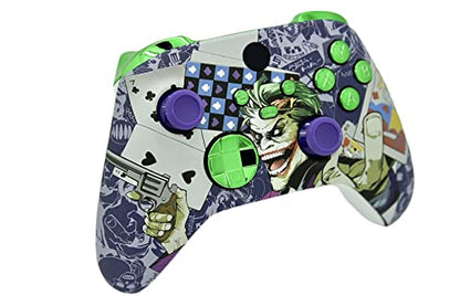 Hand Airbrushed Fade Custom Controller Compatible with Xbox Series X/S & Xbox One (Series X/S Crazy Cards W/Green Chrome Inserts) - color: Series X/S Crazy Cards W/Green Chrome Inserts