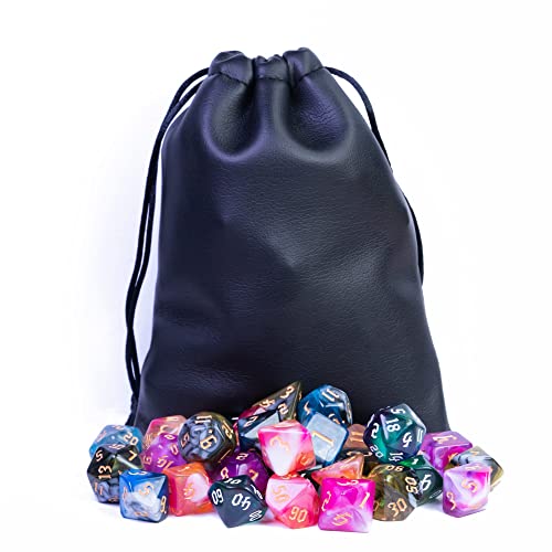 5 Sets DND Dice Polyhedral Dice Set (35pcs) with 1 Large Leather Bag, D&D Dice Set for RPG Table Games. (5Sets-Tricolor) - color: 5sets-tricolor