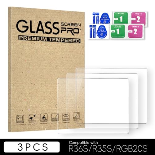 Screen Protector - Protective Glass for R36S/R35S/RGB20S Gaming Console 3.5-inch Screen Clear 9H Tempered Glass Film Dust & Scratch Resistant Anti-Bubble (3 Pieces) - color: 3 Pieces