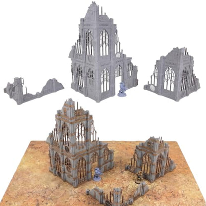 Gothic Sector Terrain Set: 28mm Scale Buildings & Scatter Terrain for 2000-Point Competitive 40k Games (Imperial Library) - style: Imperial Library