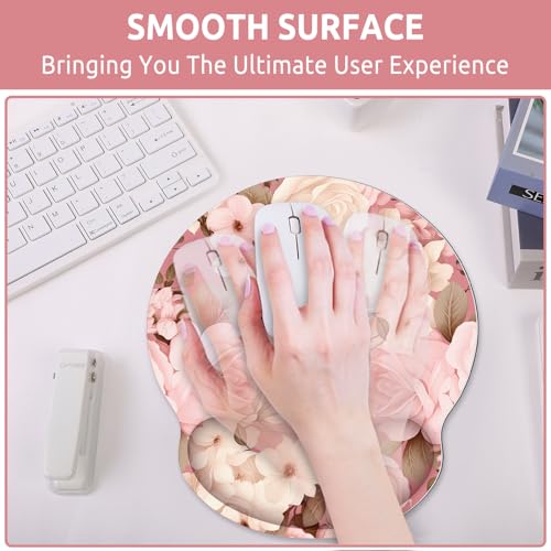 KONVINIT Ergonomic Mouse Pad with Wrist Rest, Small Mousepad with Non-Slip Rubber Base and Smooth Surface, Beach Mouse Pads for Desk, Office Desk Accessories - color: Pink