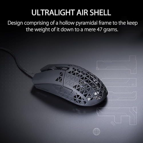 ASUS TUF M4 Air Wired Gaming Mouse - P307, Durable and Ultralight Design | 16,000 dpi Optical Sensor, Six Tactile programmable Buttons, IPX6 Water Resistance, Black Color - style: Wired