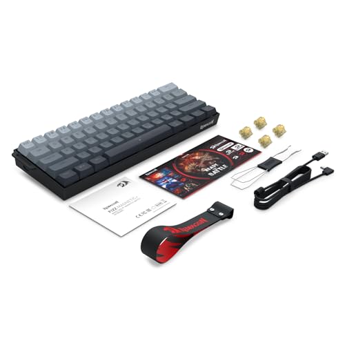 Redragon K617 HE Rapid Trigger Gaming Keyboard, 60% 61 Keys Wired Mechanical Keyboard w/Adjustable Hyper-Fast Actuation, Dedicated Hall Effect Magnetic Switch, PBT Gradient Keycap Strap Version - color: Gradient + Strap (HE Version)