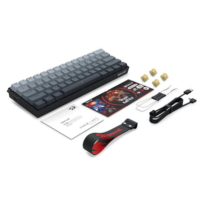 Redragon K617 HE Rapid Trigger Gaming Keyboard, 60% 61 Keys Wired Mechanical Keyboard w/Adjustable Hyper-Fast Actuation, Dedicated Hall Effect Magnetic Switch, PBT Gradient Keycap Strap Version - color: Gradient + Strap (HE Version)