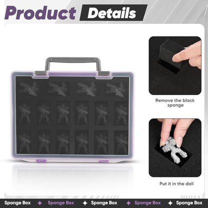 Madcat Miniature Storage Carrying Figure Case - 32 Slot Figurine Minature Carrying Case with 2 Foam Layer for Miniatures Compatible with 40k, DND & More (purple) - color: purple