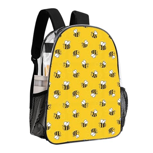 Clear Transparent Beach Backpack Waterproof Sand Water Resistant | Heavy Duty, Yellow Bees And Honey, Transparent, PVC See Through Daypack - color: Pattern (504)