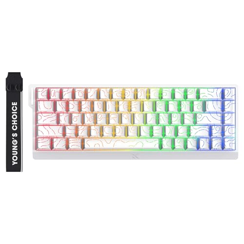 MCHOSE ACE 68 60% Mechanical Gaming Keyboard Wired Rapid Trigger Hall Effect Keyboard Magnetic Switch Adjustable Actuation 8000Hz Polling Rate Custom RGB MAC Laptop(White Topographic TTC Dragon Lord) - color: 68-White Topo Dragon Lord