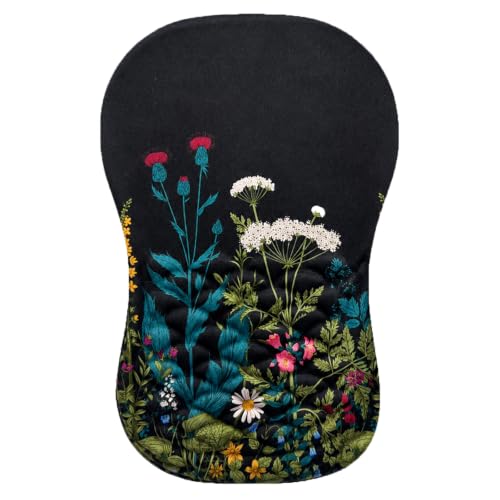 Ergonomic Mouse Pad with Wrist Rest, Mouse Pad with Memory Foam Massage Support, Non-Slip PU Base, Comfortable Typing Cushion for Home Office Computer Laptop, Flowers Grass - color: Flowers Grass