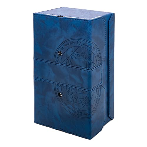 Zoopin 200 Card Deck Box for MTG ,CCG,TCG,Yugioh...With Two Built-in Life Counters and Two Card-trays plus one Dice/Token Tray (Blue ) … - color: Blue