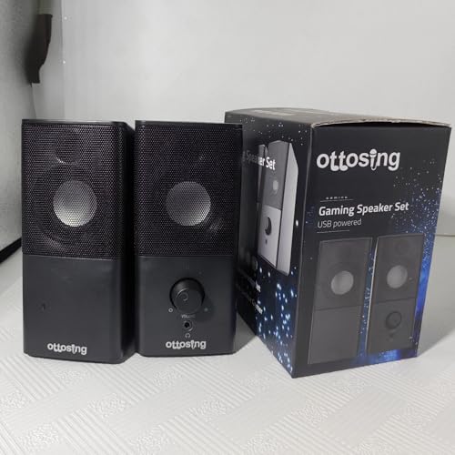 H21 Computer Speakers for Desktop PC, Full Stereo Sound, USB-Powered, Gaming Monitor Speaker with 3.5mm Aux Multimedia for Laptop/Desktop/Tablets/Phone(Black)