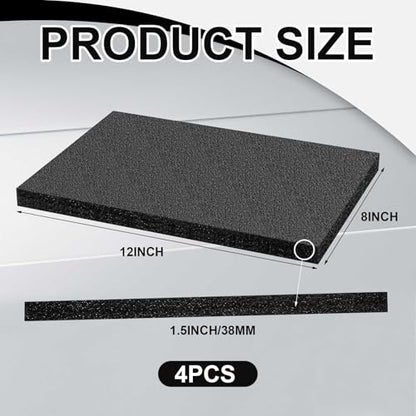 Frienda 4 Pcs 12" x 8" x 1.5" Polyethylene Foam Sheet Thick Black Packing Foam Padding Customizable PE Board Cushion Inserts for Cases Craft Shipping Moving DIY Projects Toolbox Storage - size: 12 x 8 x 1.5 inches