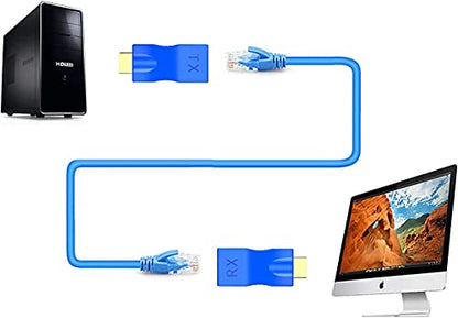 Eanetf HDMI to RJ45 Extender, HDMI to RJ45 Ethernet Network Converter Over by Cat5-e/6 Cable Splitter 1080p up to 30m/98ft Repeater for HDTV HDPC PS4 STB
