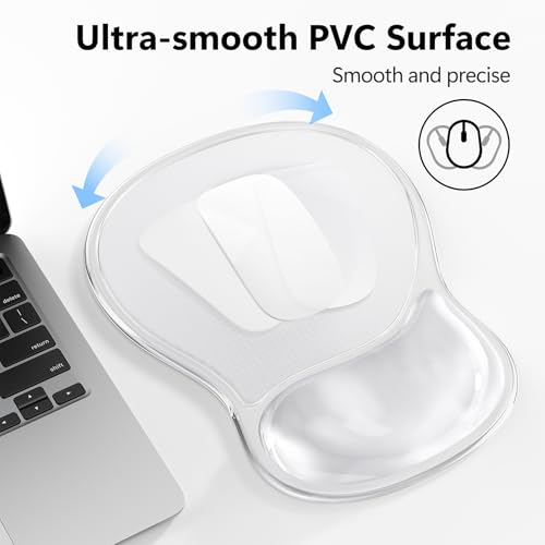 AKIT Ergonomic Mouse Pad and Keyboard Wrist Rest, Gel Wrist Rest for Computer Keyboard, Non-Slip Base, Pain Relief, Mousepad Set for Gaming, Home and Office, Clear - color: Clear
