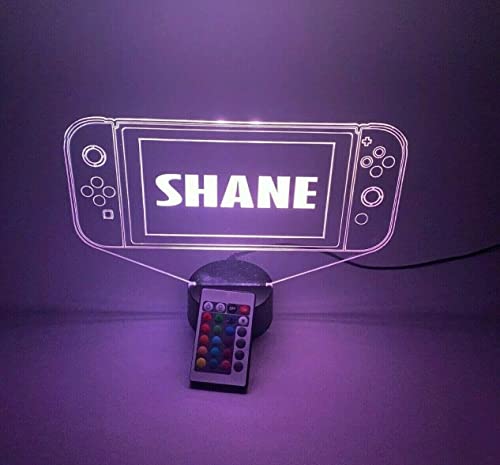 MIRROR MANIA Handheld Video Game Console Switch Night Light Up Lamp LED Personalized Engraved Controller Gaming Room Desk Table Lamp, It's Wow, 16 Color Changing Options with Remote, Gamer Gift