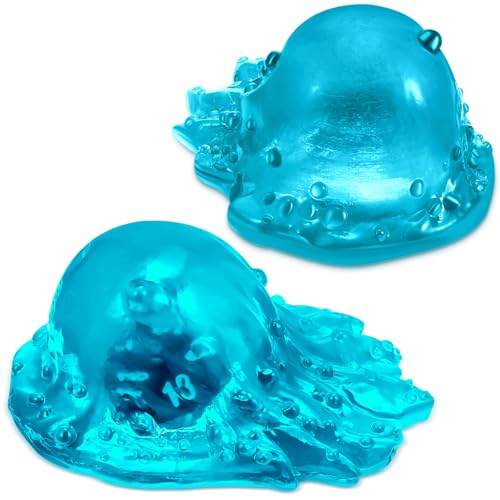 Deekin Translucent Cube Dice Storage with 7 Polyhedral Dice Set, Resin Cube Holder for TTRPG Tabletop Role Playing Game Fantasy Tabletop Gaming(Blue) - color: Blue