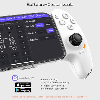 Joso USB C Mobile Gaming Controller, Plug & Play with Hall Effect Joystick/Triggers, 2 Back Buttons/3.5mm Audio Jack, for Cloud/PS/Xbox/PC Remote Play, Universal Phone Gamepad - color: White