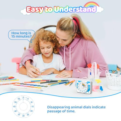 VOCOO Visual Timer for Kids - 60 Min Rainbow Countdown Clock for Classroom & ADHD - color: White