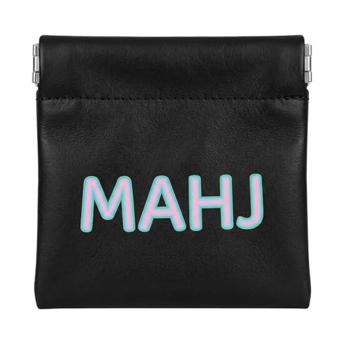 Mahjong Dice Bag Mini Tile Pouch,Solid,Black | 3.8"x3.9" PU Leather Squeeze Closure, Compact Storage for Tiles Coins Travel, Ideal for Board Game Party Accessory - color: Black