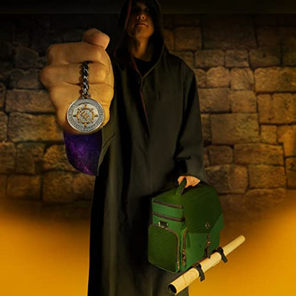ENHANCE Collector's Edition RPG Adventurer's DnD Bag - Dragon Hide Exterior Travel RPG Bag with Tabletop Miniatures Storage Vault, Mat Holder, DnD Dice & Token Pockets, Fits 4-8 Books (Dragon Green) - color: Green Dragon