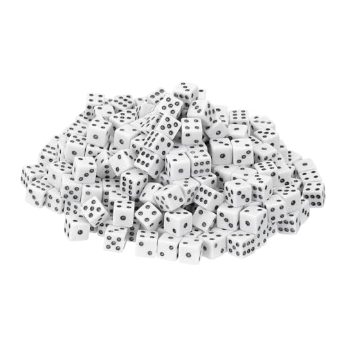uxcell 300Pcs Mini Dice, 8mm/0.31" Acrylic Tiny Six Side Game Dot Square Dice Bulk for Table Board Game Party Activities, White/Black - color: White/Black, size: 8mm/0.31"