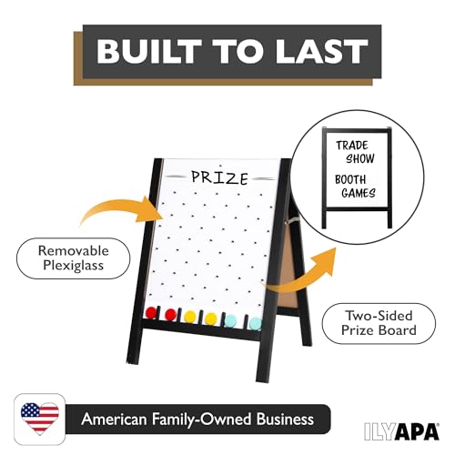 Ilyapa Prize Drop Board, 20x31 in - Penny Drop Game, Whiteboard Sign | Wooden A-Frame Whiteboard Sign, Includes 12 Coin Drop Discs & Eraser - For Trade Shows & Events - color: White, size: 21x30