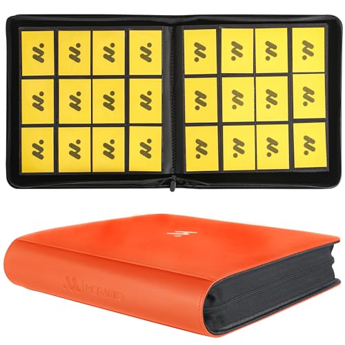 Card Binder 12 Pocket,Trading Card Binder Holds up to 1200 Cards with 50 Sleeves,Zipper Card Holder Album Compatible with TCG Card/Game Cards/Sports Card - color: Orange, size: 12 Pocket 1200