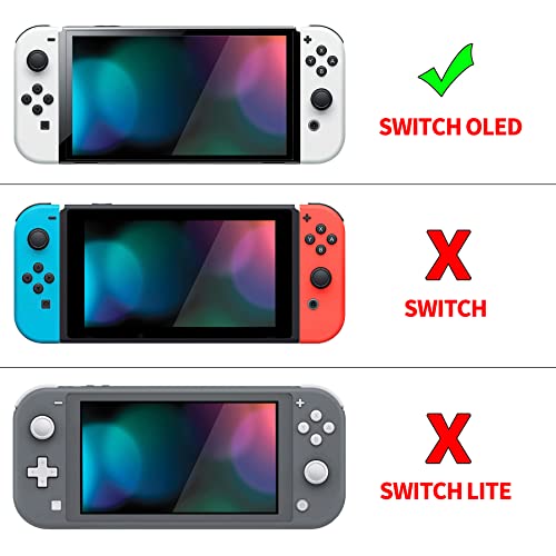 PlayVital AlterGrips Protective Slim Case for Nintendo Switch OLED, Ergonomic Grip Cover for Joycon, Dockable Hard Shell for Switch OLED w/Thumb Grip Caps & Button Caps - color: Peach Blossom Pink