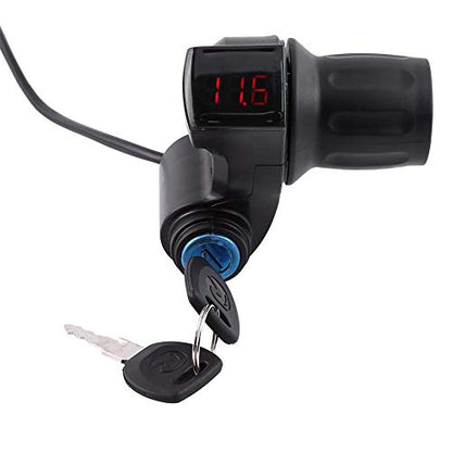 Tbest Half Twist Throttle,Throttle with Key Ignition,Universal E Throttle Grip Electric Motor Scooter Speed Controller & Cable Set,12V 99V Half Wrist Grip Throttle Handle with LED Display Key
