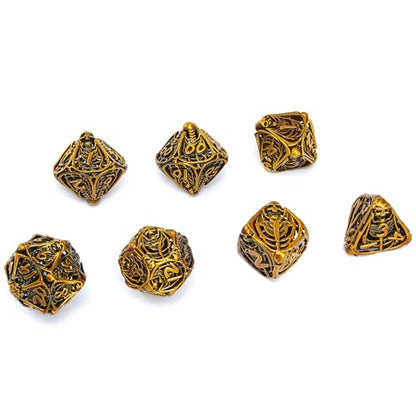 Metal Skull Dice Set Hollow Multi-Sided Dungeons & Dragons Dice 7CPS Role-Playing Dice Set with Flannel Bag Suitable for D&D Board Game Cards(Kugin) - color: Kugin