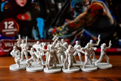 Renegade Game Studios G.I. Joe RPG Villain Miniatures Set 1, 12 Figures | Unpainted 28mm Scale Cobra Expansion Pack with Destro, Serpentor & Zartan, Compatible with Core RPG Rulebook System