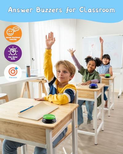 2-Pack Buzzers for Trivia Games, Game Buzzers with Lights and Sound, Family Feud Buzzers, Answer Buzzers for Classroom and Trivia Nights