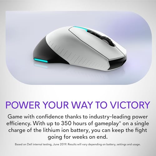 Alienware Wireless Gaming Mouse AW610M, 16000 DPI, 7 Buttons | USB Wired, Optical Sensor, Auto-Calibration, 16.8M AlienFX Lighting, 350-Hour Battery, 400 IPS, Lunar Light - color: AW610M - Lunar light