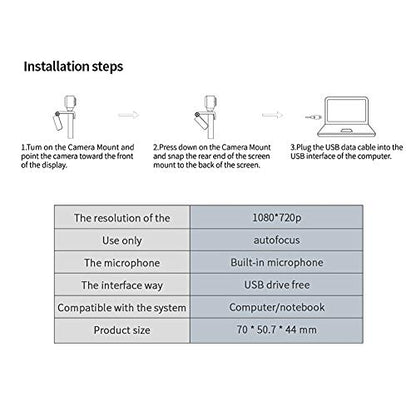 Full HD 1080P Webcam with Microphone Streaming Web Camera for Video Calling and Recording USB PC Camera Computer Camera for, Laptop & Desktop, Plug and Play, 360° Flexible