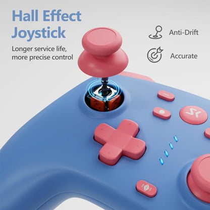 Wireless Switch Controller for Switch/Lite/OLED/Switch 2, Hall Effect Triggers & Joysticks/Wake-Up Function/Turbo, Switch 2 Controller with 2.4G Adapter/2 Macro Buttons, Switch 2 Pro Controller Blue - color: Light Blue
