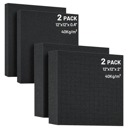 Dual-Thickness Case Foam Insert Kit 4PCS (2PCS 12x12x2" + 2PCS 12x12x0.4") - Pick and Pluck Protective Layer for Tool Drawers, Game Cases & Collectible Organizers - size: 4Pcs (2Pcs 12x12x2 In + 2Pcs 12x12x0.4 In)