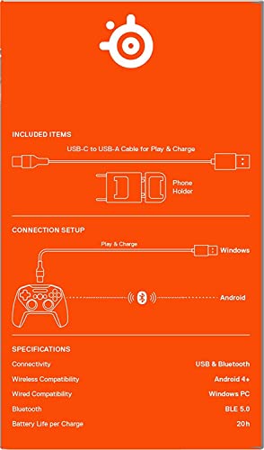 SteelSeries Stratus+ Bluetooth Gaming controller for Android & Windows - Mobile - Hall Effect Sensors - Clickable L3/R3 - style: Stratus+