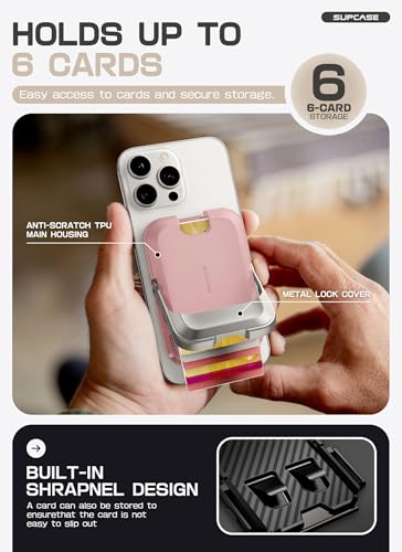 SUPCASE for MagSafe Wallet with Stand, Magnetic Wallet for Men Women, [Hold 6 Cards] [RFID Blocking] [Strong Magnetic Lock] Phone Stand Card Holder for iPhone 17/16/15/14/13/12 Series, Blush Pink - color: Blush Pink