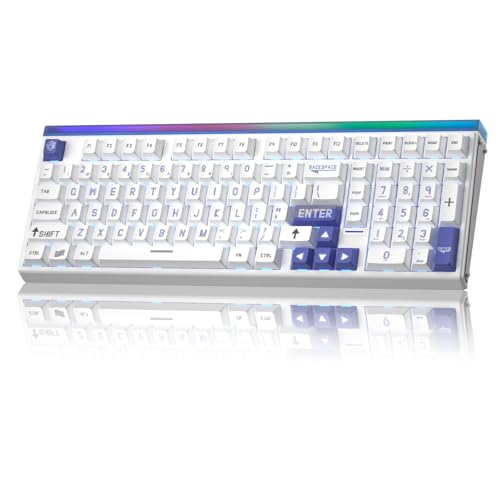 Aula Hero 99 Wired Gaming Keyboard, Hall Effect Switch with Rapid Trigger | Magnetic Switch Keyboard with Number Pad, 101Keys Hot Swap,Web Driver RGB Backlit Mechanical Keyboard for Office PC Gamer - color: White Blue