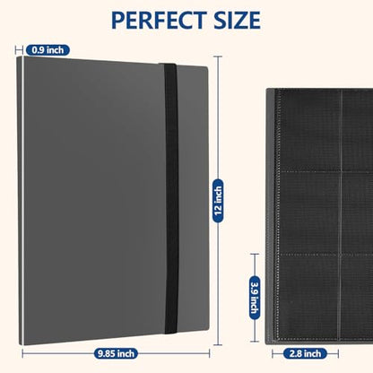 Card Binder, EDUDIIU 9 Pockets Premium Trading Card Binders, Cards Collection Binder Album, Side Loading Yugioh Holder Book for Sport, Football, Baseball Collector - Grey - color: Grey