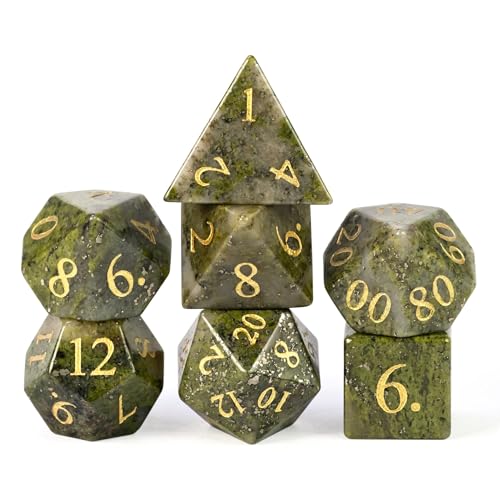 UDIXI Gemstone Dice Set D&D Chrysopal Stone DND Dice Set for Tabletop Games | Natural Stone, Premium Gift Box, DM Gift, for Dungeons and Dragons Role Playing Games - color: Chrysopal