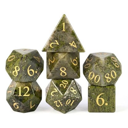 UDIXI Gemstone Dice Set D&D Chrysopal Stone DND Dice Set for Tabletop Games | Natural Stone, Premium Gift Box, DM Gift, for Dungeons and Dragons Role Playing Games - color: Chrysopal