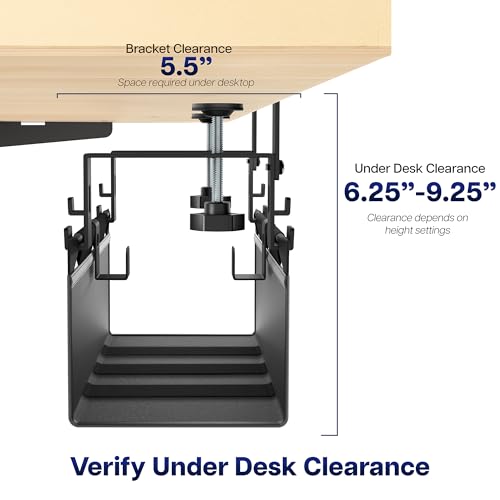 VIVO Clamp-on Under Desk 16 inch Fabric Cable Management Tray, Wire Concealer, Power Strip Storage, Workspace Organization, Easy Fold Down Access, Black, DESK-AC16F-C - size: 16"