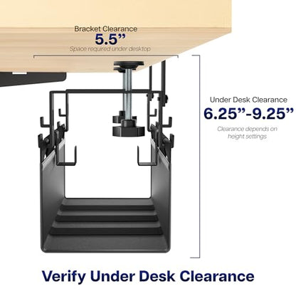 VIVO Clamp-on Under Desk 16 inch Fabric Cable Management Tray, Wire Concealer, Power Strip Storage, Workspace Organization, Easy Fold Down Access, Black, DESK-AC16F-C - size: 16"